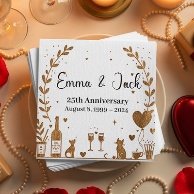 Personalized 25th Anniversary Napkins Custom Product