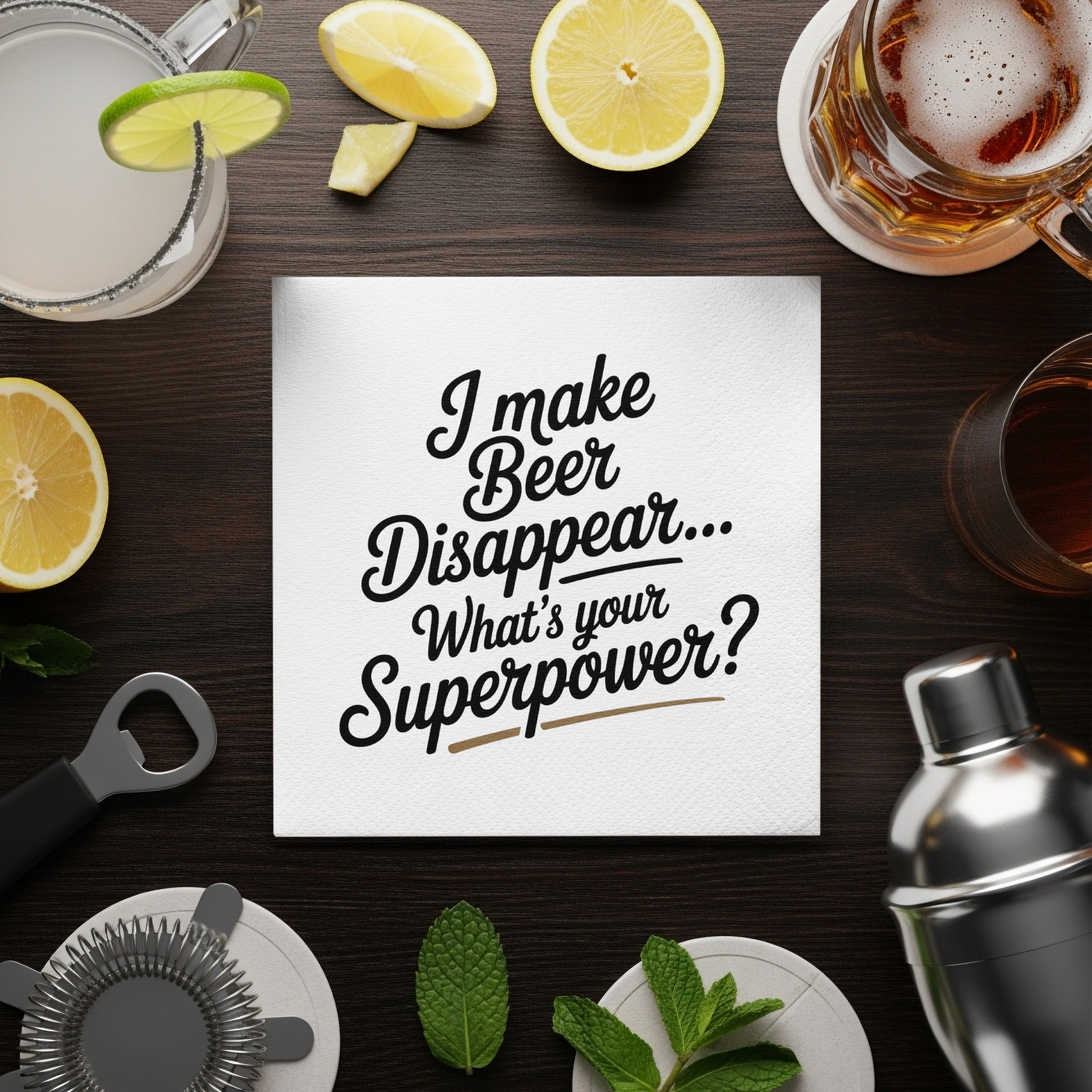 Beer Disappear Napkin, Funny Superpower Gift, Cocktail Party Decor, Beer Lover Present, Quirky Home Accessory