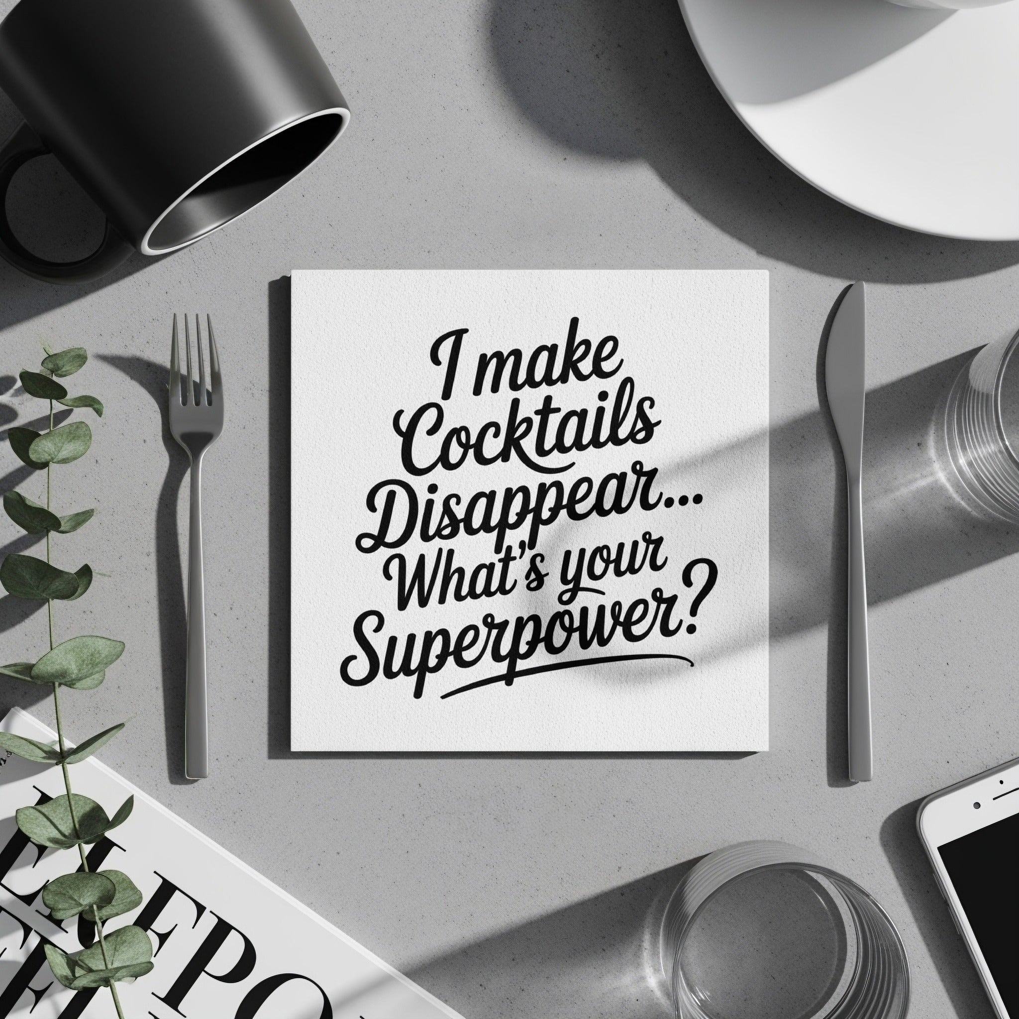 Cocktail Disappear Napkins, Funny Superpower Napkin, Party Napkins, Cocktail Hour, Drink Napkins, Bar Napkin, Party Decor, Napkin