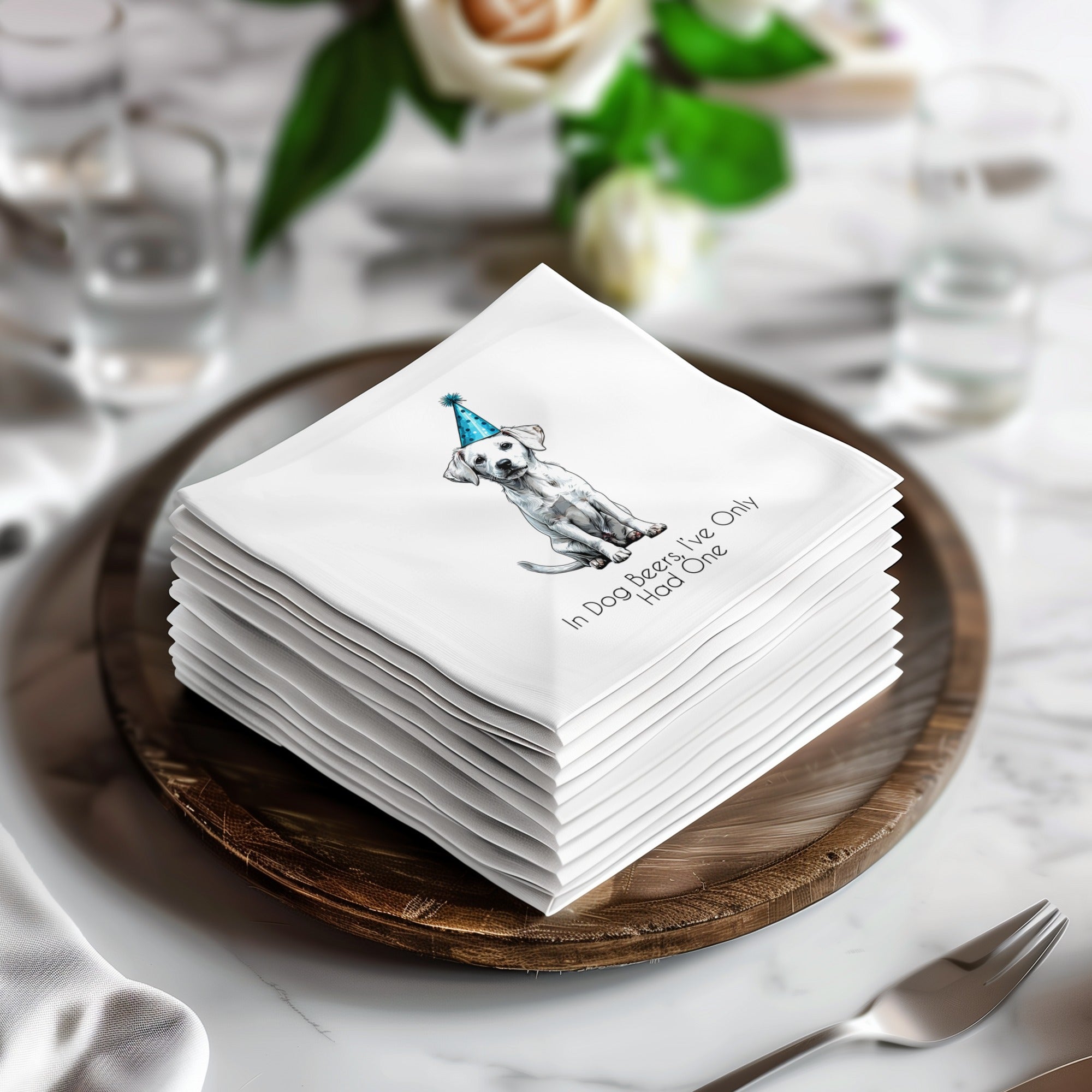 Party Dog Napkin, Cute Puppy Napkins, Birthday Labrador Napkin, Pet Lover Gift, Animal Art Napkins, Dog Portrait, Festive Napkins