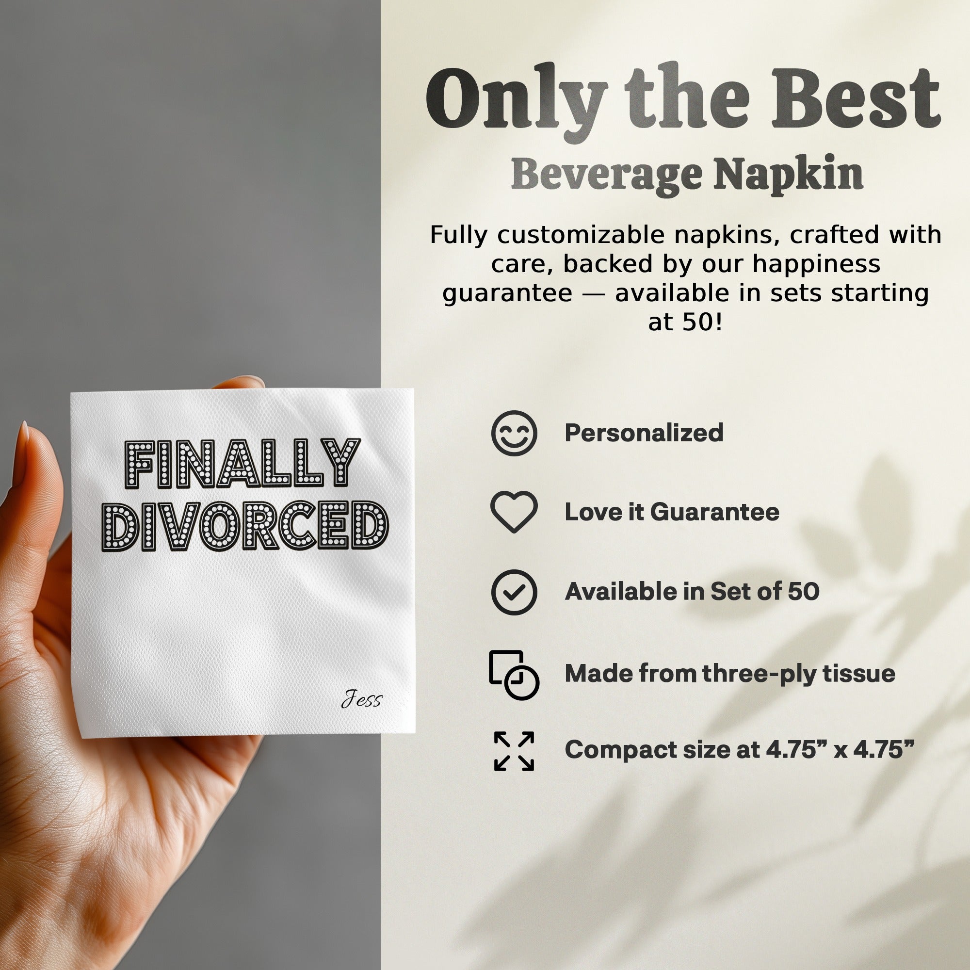 Finally Divorced Napkin, Funny Divorce Party, Divorcee Gift, New Beginnings Napkin, Celebration Napkin, Custom Name Napkin