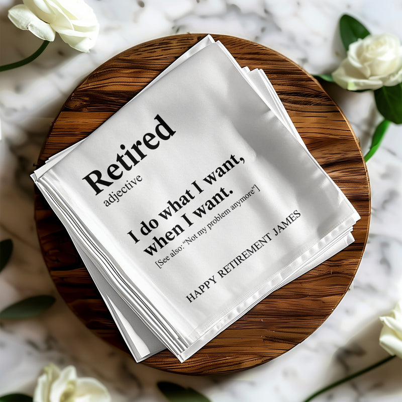 Funny Retirement Napkin, Retired Adjective Definition, Retirement Gift Napkin, Gift for Retiree, Retirement Party Favor, Retirement James