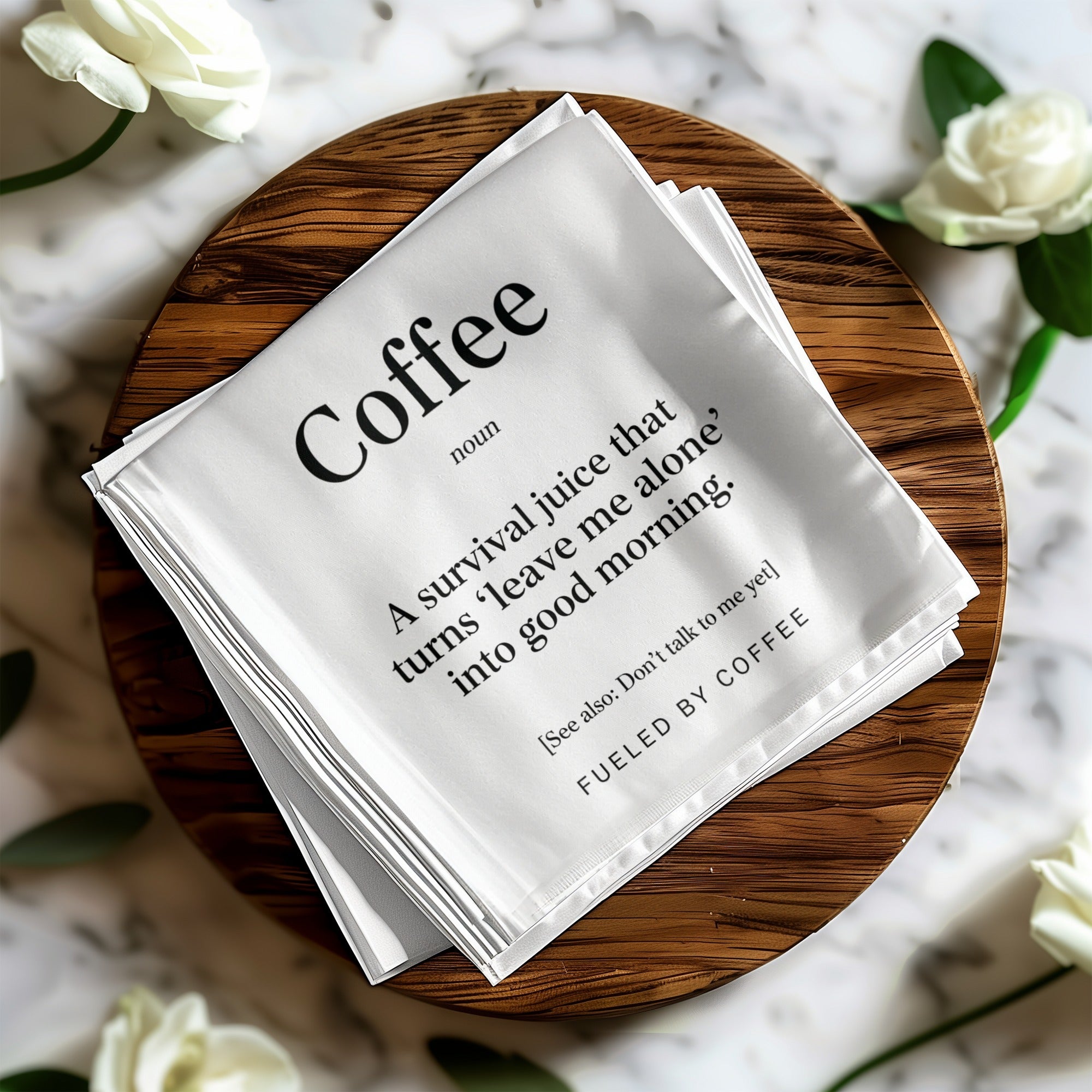Coffee Definition Napkin, Survival Juice Napkin, Funny Quote Napkin, Don't Talk To Me Yet, Coffee Lover Gift, Kitchen Decor