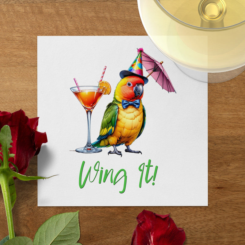 Party Parrot Napkins, Cocktail Bird Napkins, Wing It Beverage Napkins, Fun Party Napkins, Bird Lover Gift, Tropical Napkins, Festive Napkins