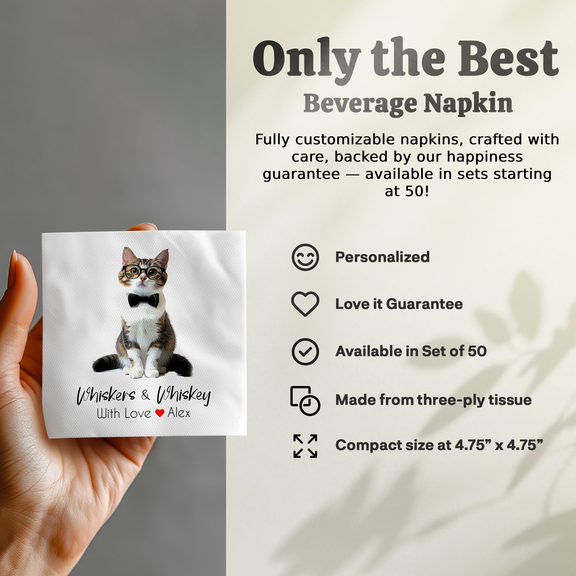 Whiskers and Whiskey Napkin, Cute Cat Napkin, Funny Napkin, Cat Lover Gift, Home Decor, Novelty Napkin, Unique Napkin