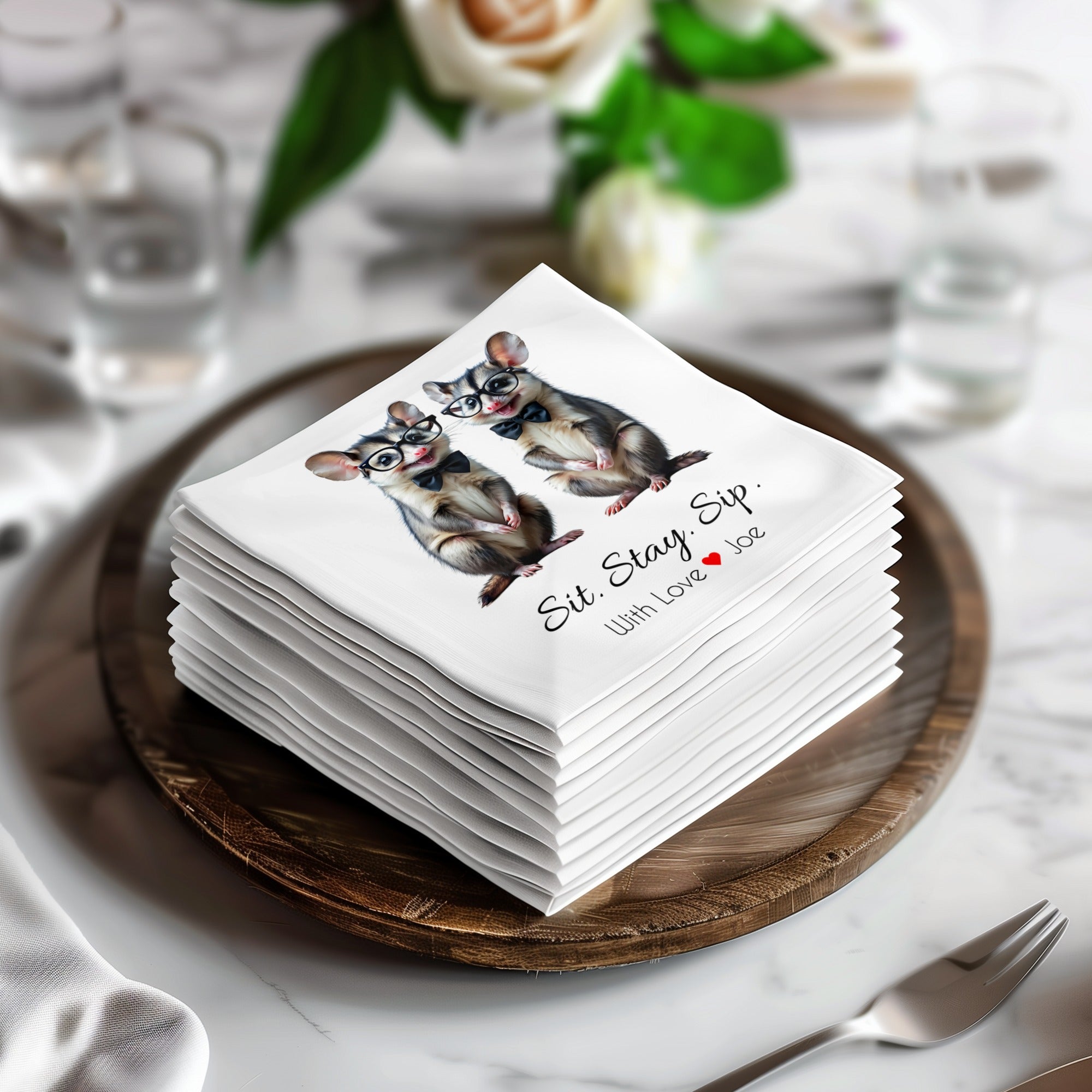 Possum Napkin, Funny Animal Napkin, Cute Possum, Animal Lover Gift, Party Napkin, Quirky Napkin, Table Decor, Birthday Napkin, Home Decor