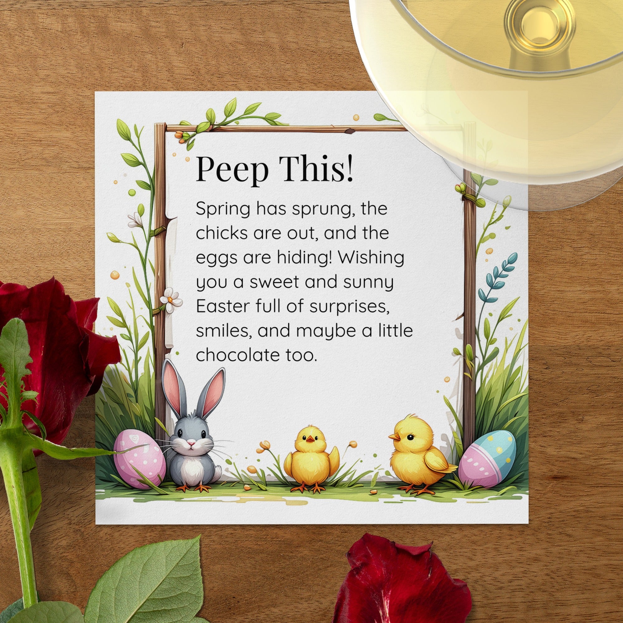 Funny Easter Napkins – Peep This! – Custom Easter Party Napkin with Bunny & Chicks