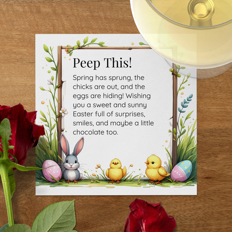 Funny Easter Napkins – Peep This! – Custom Easter Party Napkin with Bunny & Chicks