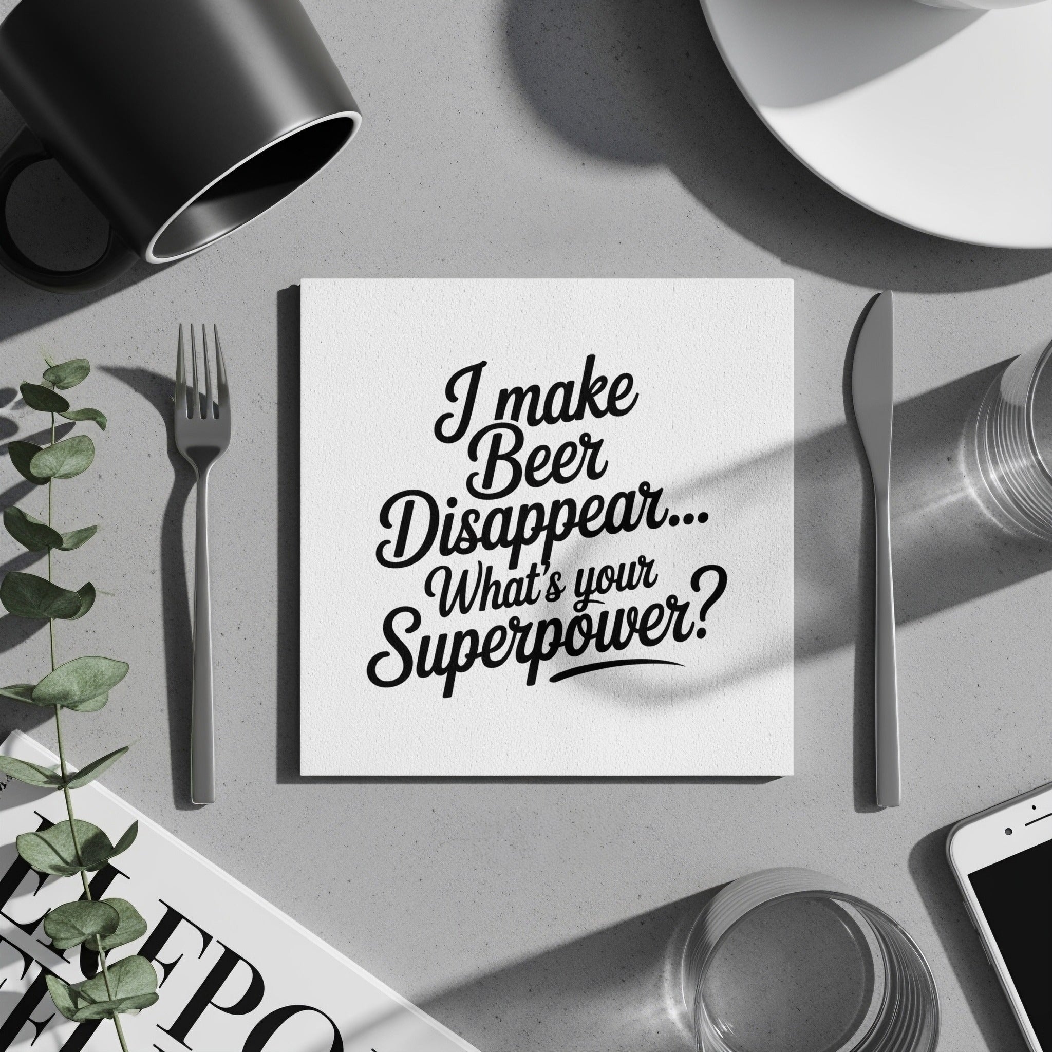 Beer Disappearing Napkin, Funny Superpower Drink Coaster, Bar Humor Napkins, Unique Party Favor, Novelty Host Gift, Beer Lover Present