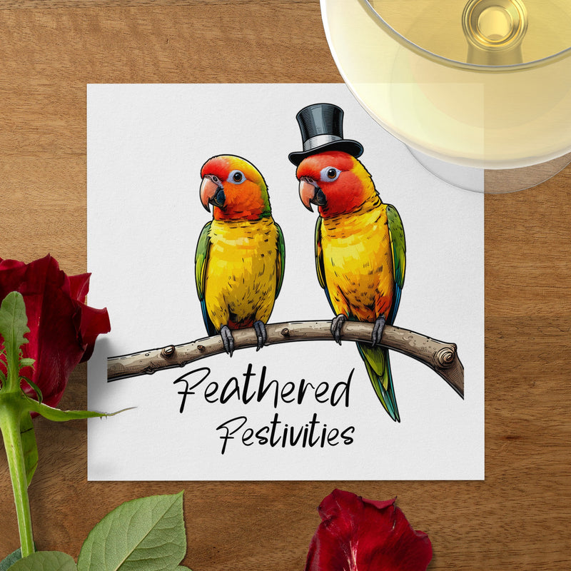 Sun Conure Napkin, Bird Napkin, Parrot Napkin, Party Napkin, Tropical Decor, Feathered Festivities, Whimsical Napkin, Fun Napkin