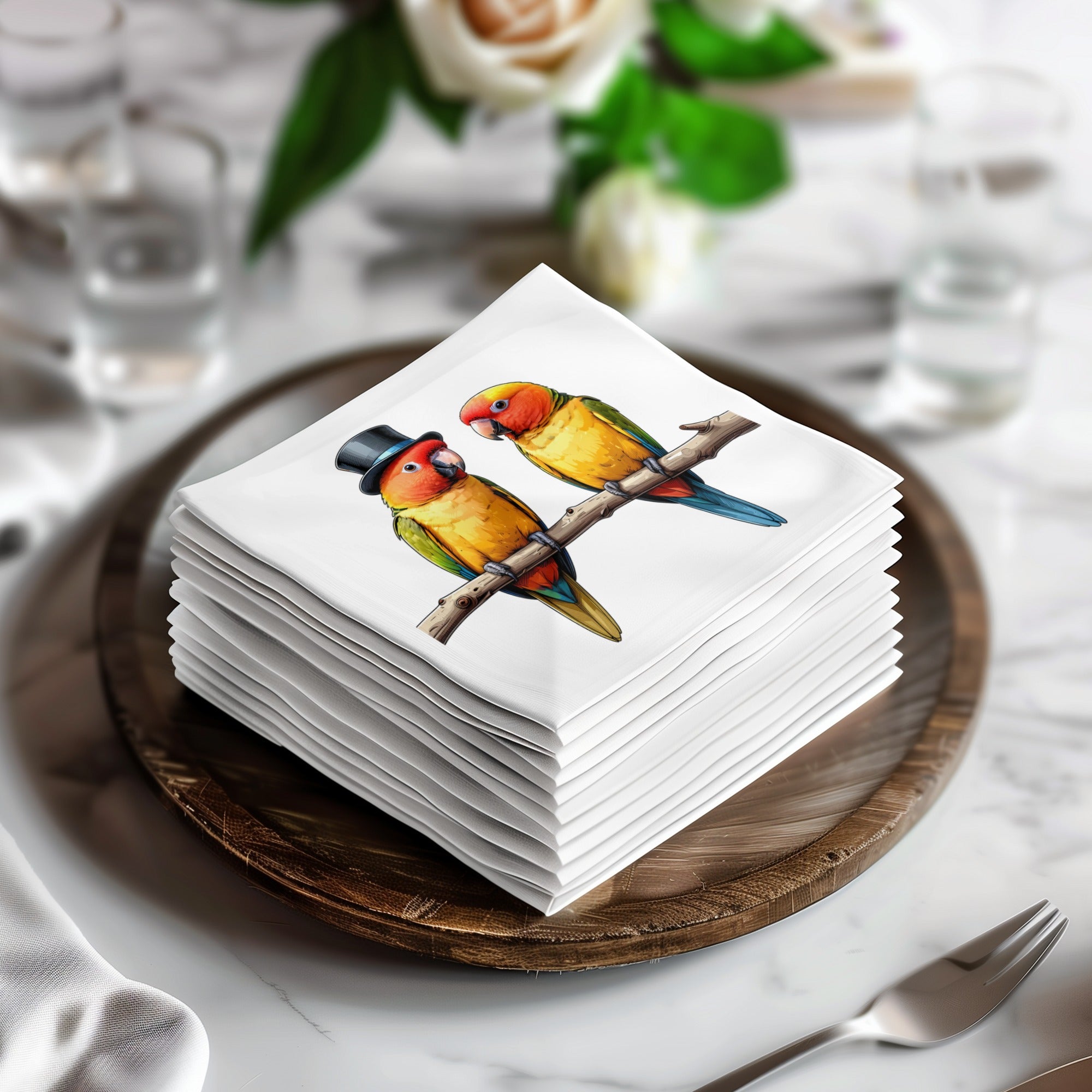 Sun Conure Napkins, Parrot Napkins, Bird Napkins, Funny Napkins, Elegant Napkins, Whimsical Napkins, Party Napkins, Decorative Napkins