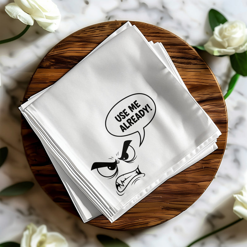 Use Me Already Napkins, Funny Kitchen Decor, Reusable Cloth Napkins, Humorous Hostess Gift, Dinner Party Napkins, Quirky Table Setting