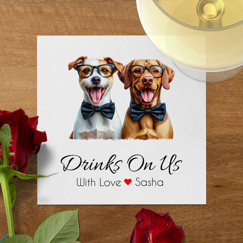 Drinks On Us Dog Napkin, Funny Dog Napkins, Party Napkins, Cocktail Napkins, Pet Lover Gift, Animal Napkin, Custom Napkin