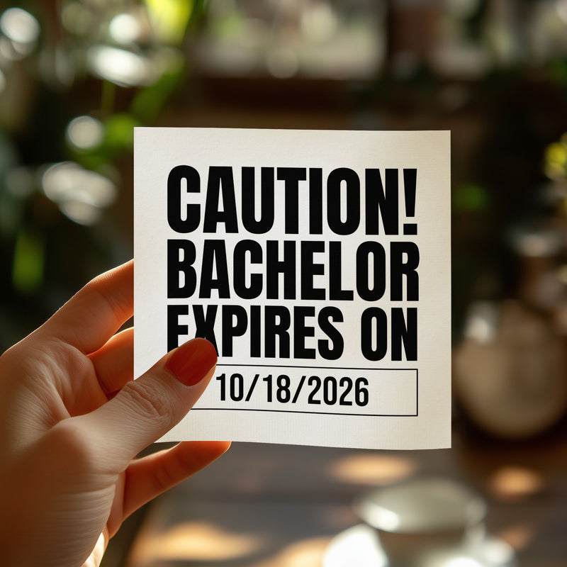 Personalized Bachelor Napkins – Caution! Bachelor Expires – Custom Party Napkins with Date