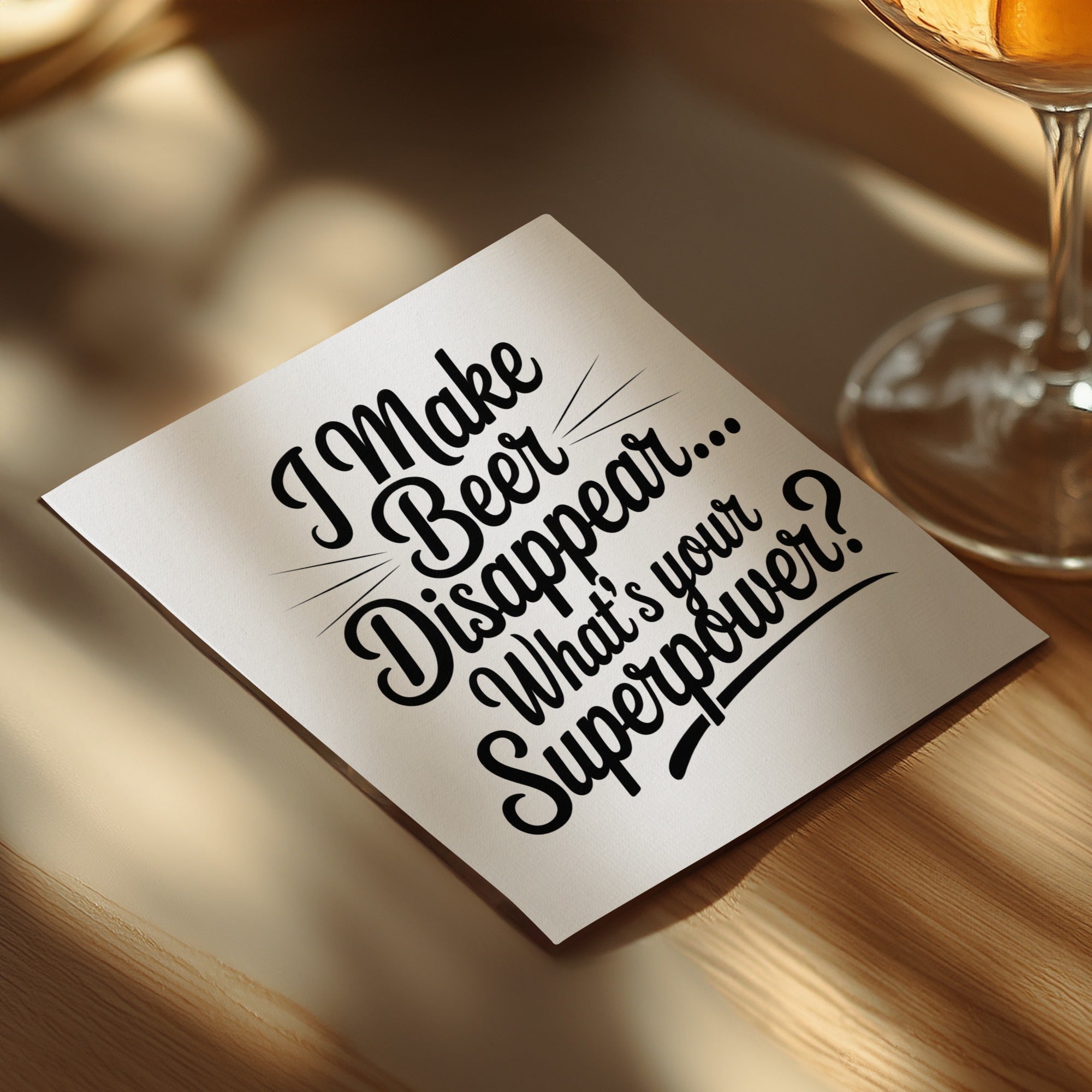 Funny Beer Napkin, Superpower Napkin, Beer Lover Gift, Gag Gift Napkin, Party Napkins, Bar Decor, Quirky Napkins, Drink Napkins