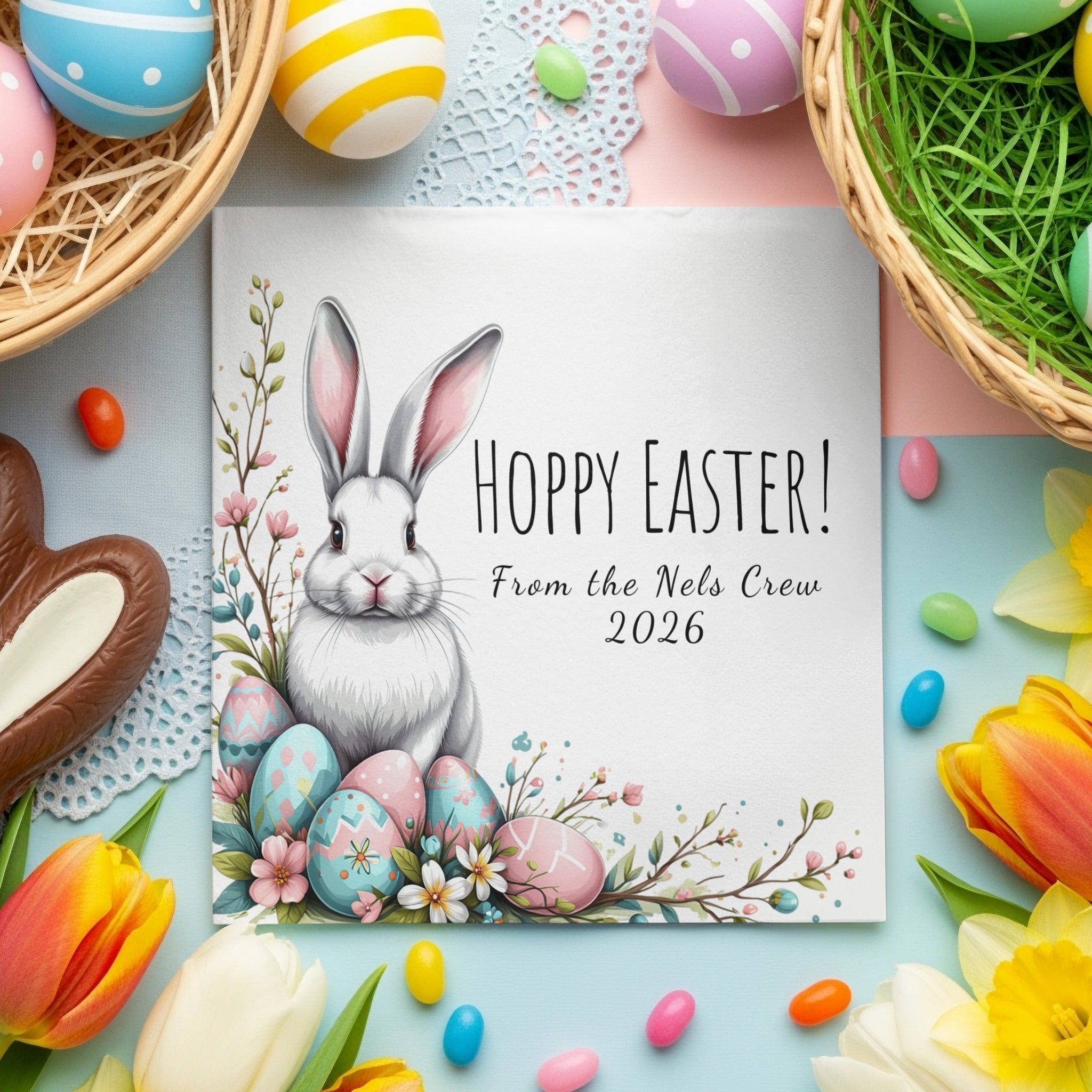 Hoppy Easter Napkins – Bunny & Easter Egg Design – Custom Spring Celebration Napkins