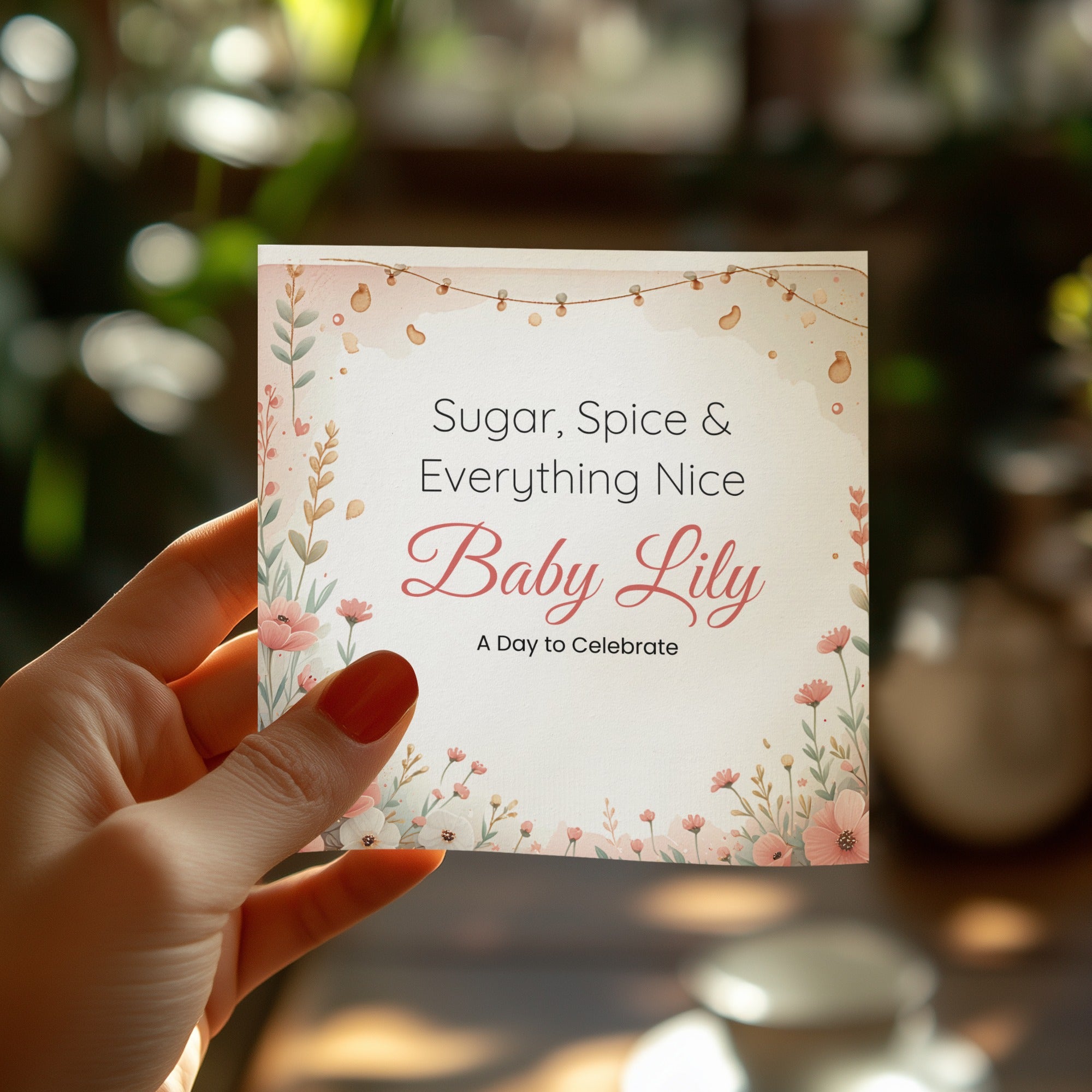 Personalized Baby Shower Napkins – Sugar, Spice & Everything Nice – Custom Baby Shower Napkin – Soft Floral Border