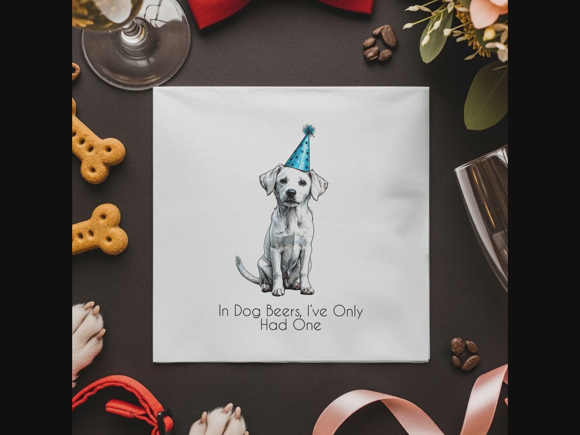 Party Dog Napkin, Cute Puppy Napkins, Birthday Labrador Napkin, Pet Lover Gift, Animal Art Napkins, Dog Portrait, Festive Napkins