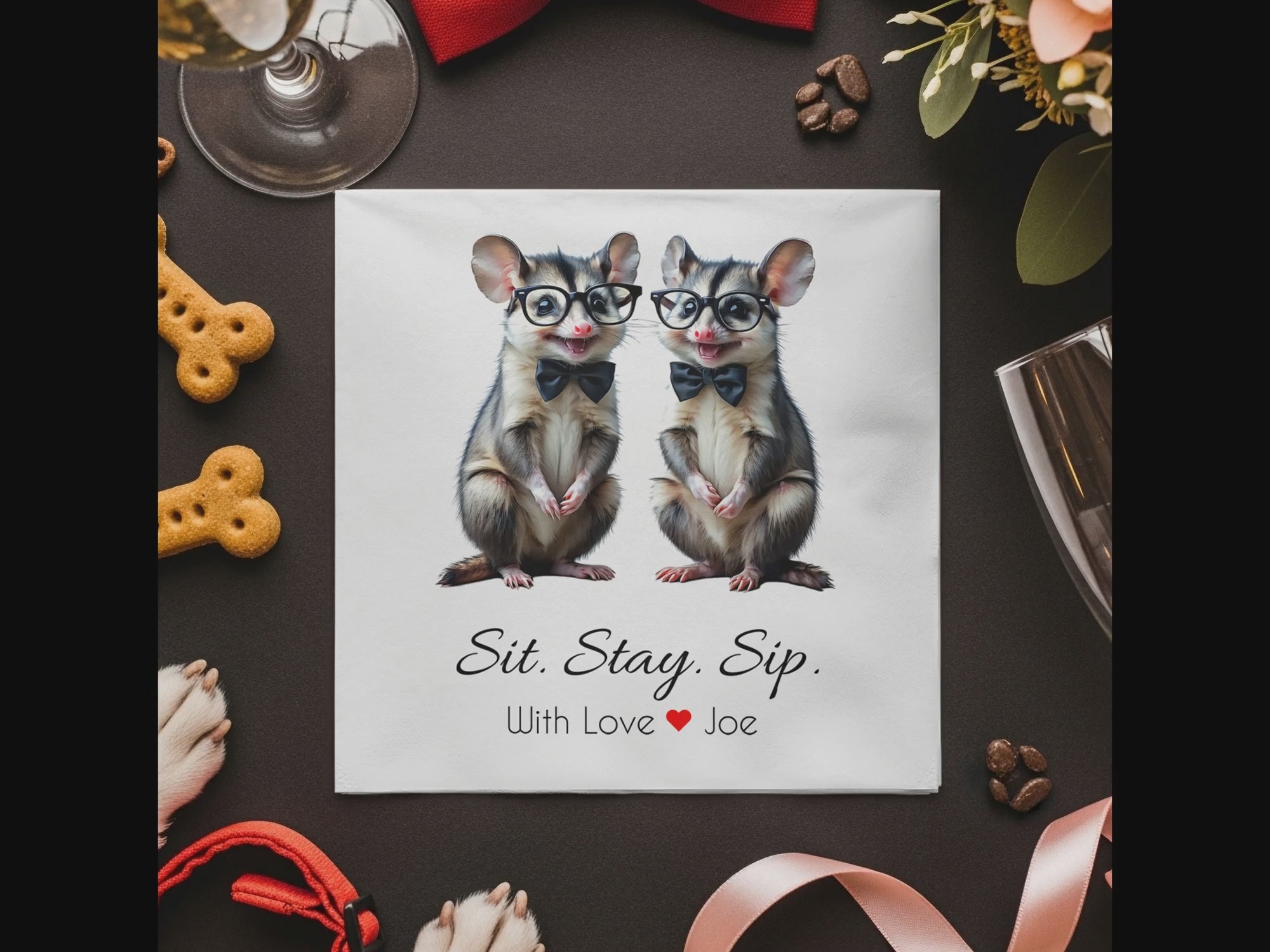 Possum Napkin, Funny Animal Napkin, Cute Possum, Animal Lover Gift, Party Napkin, Quirky Napkin, Table Decor, Birthday Napkin, Home Decor