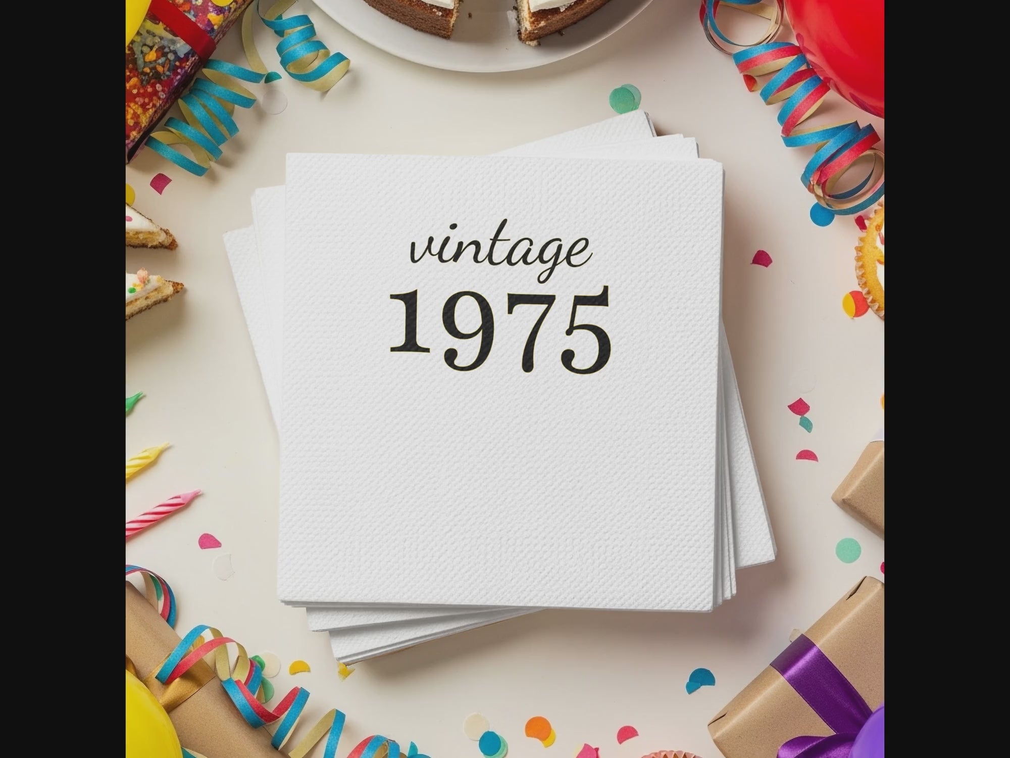 Personalized Vintage Birthday Napkins – Custom Year Birthday Party Napkin – Retro Milestone Celebration Décor