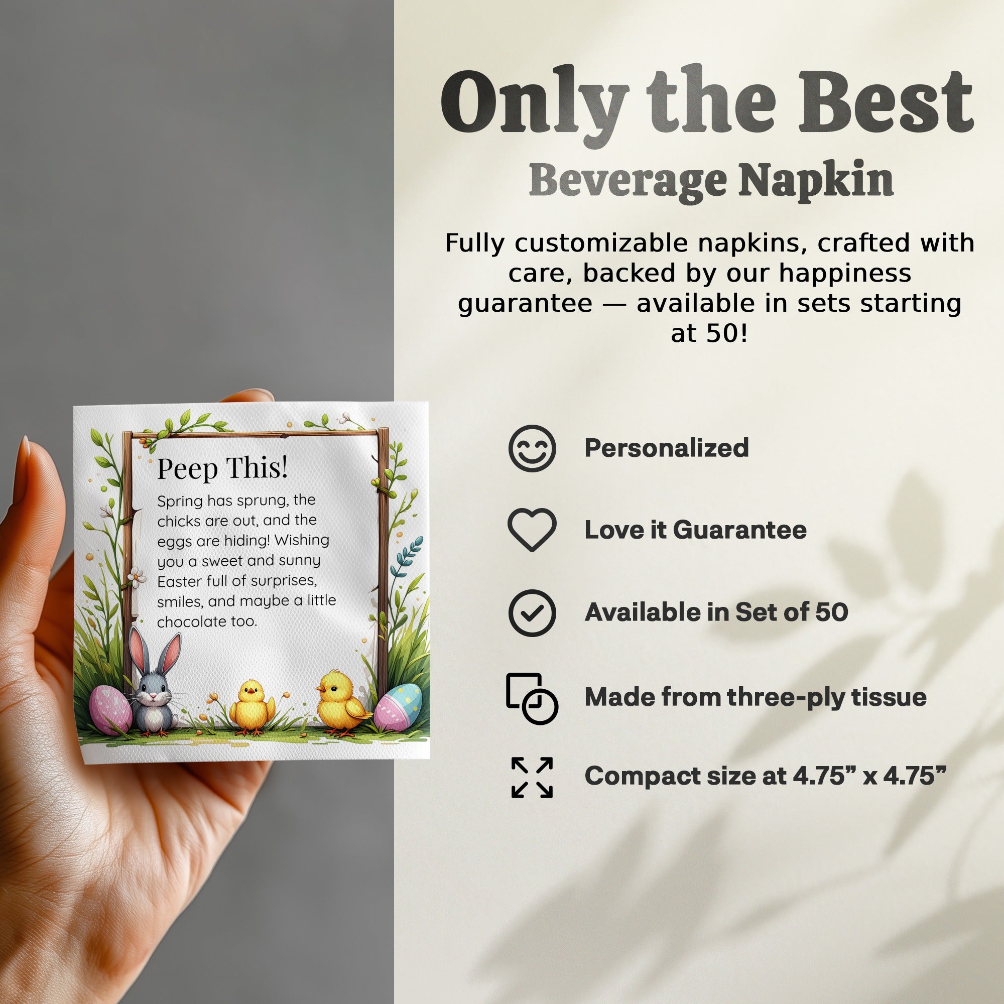 Funny Easter Napkins – Peep This! – Custom Easter Party Napkin with Bunny & Chicks