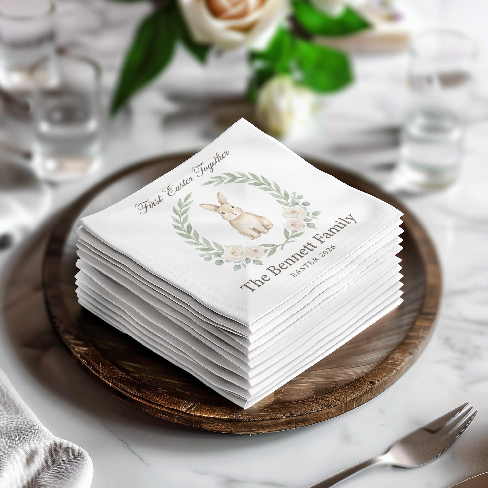 Personalized Easter Beverage Napkins – First Easter as a Family