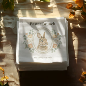 Personalized Easter Cocktail Napkins – Easter Brunch Floral Bunny