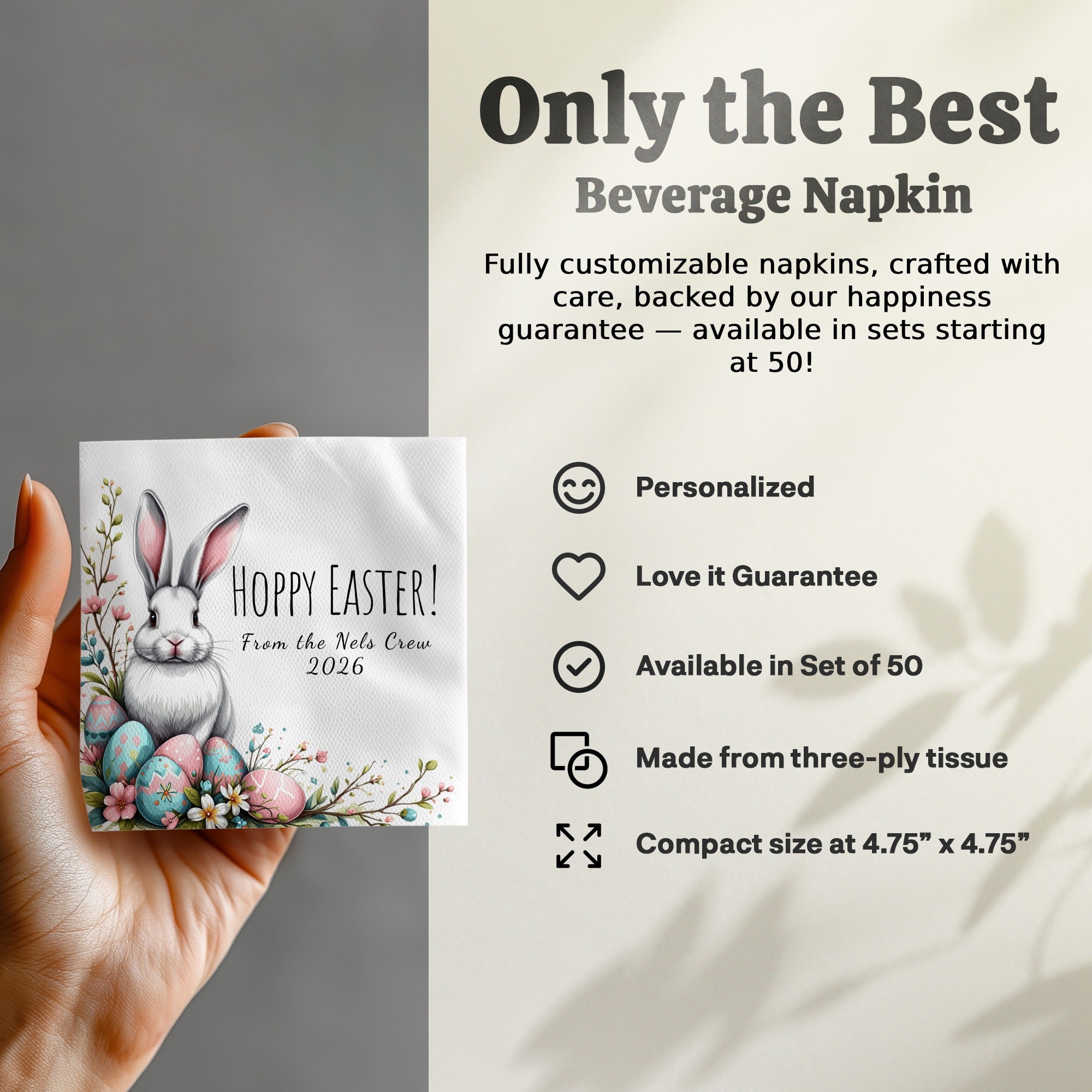 Hoppy Easter Napkins – Bunny & Easter Egg Design – Custom Spring Celebration Napkins