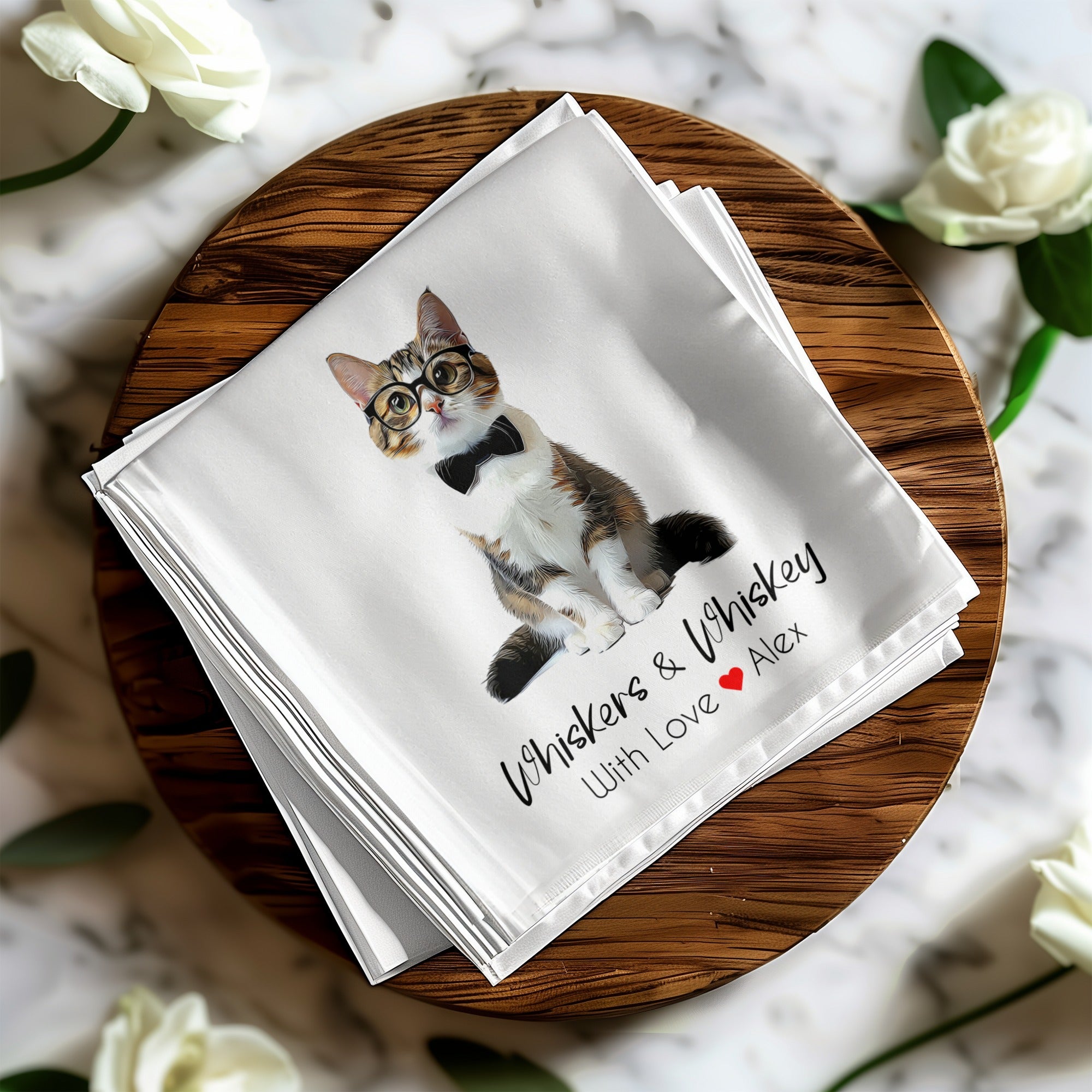 Whiskers and Whiskey Napkin, Cute Cat Napkin, Funny Napkin, Cat Lover Gift, Home Decor, Novelty Napkin, Unique Napkin