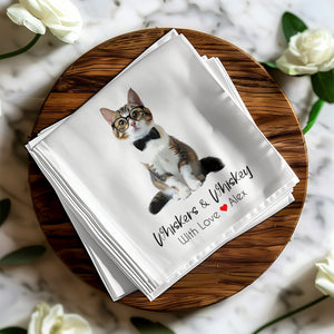 Whiskers and Whiskey Napkin, Cute Cat Napkin, Funny Napkin, Cat Lover Gift, Home Decor, Novelty Napkin, Unique Napkin