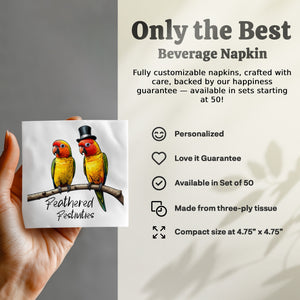 Sun Conure Napkin, Bird Napkin, Parrot Napkin, Party Napkin, Tropical Decor, Feathered Festivities, Whimsical Napkin, Fun Napkin