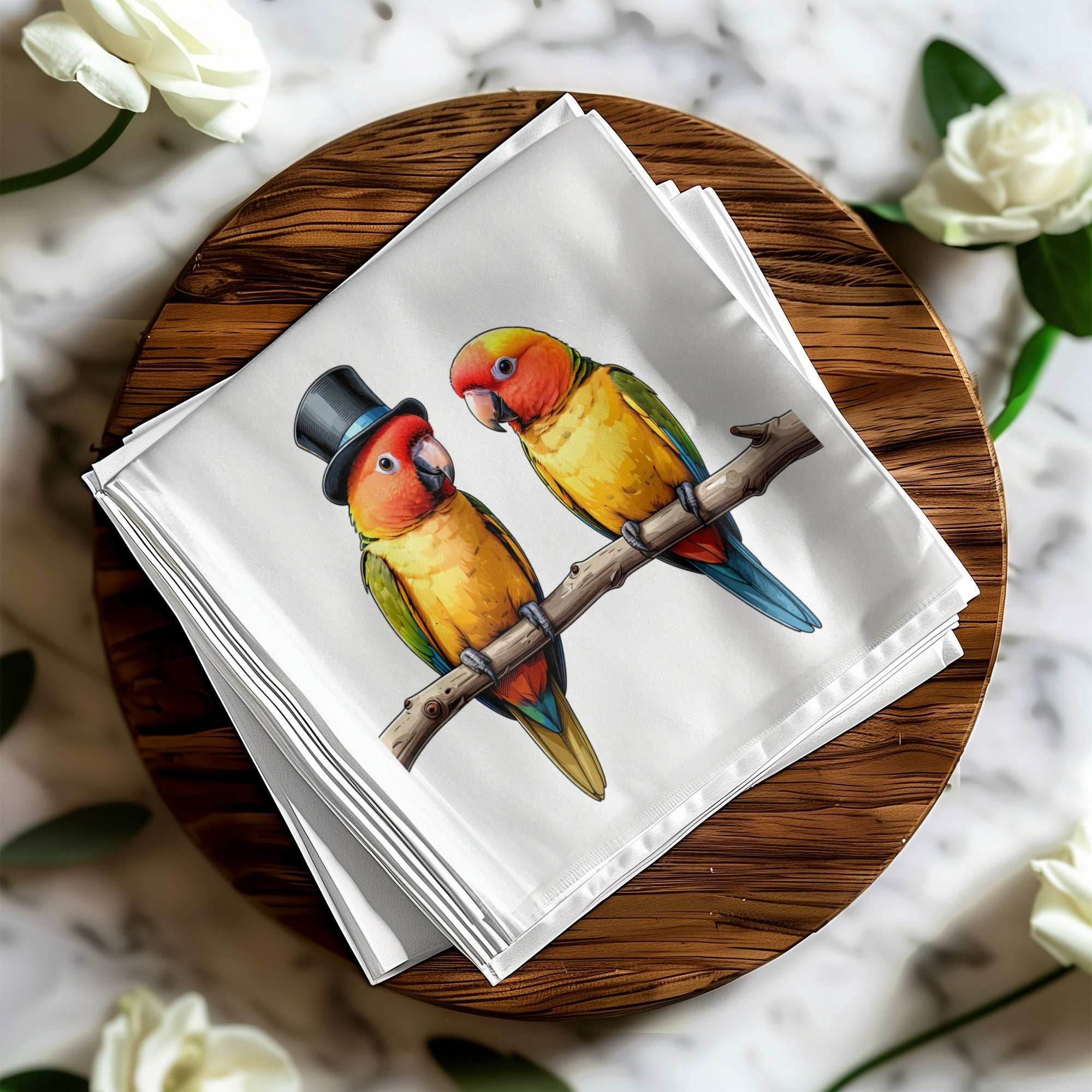 Sun Conure Napkins, Parrot Napkins, Bird Napkins, Funny Napkins, Elegant Napkins, Whimsical Napkins, Party Napkins, Decorative Napkins