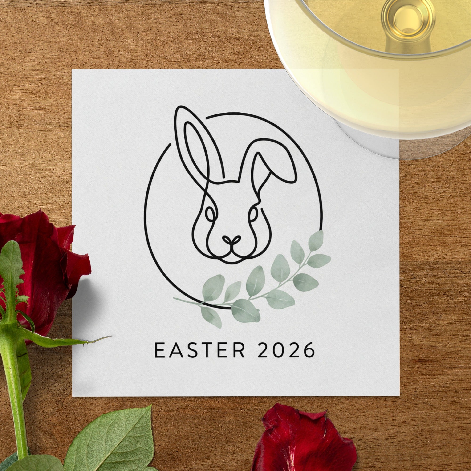 Personalized Easter Cocktail Napkins – Minimal Bunny Line Art