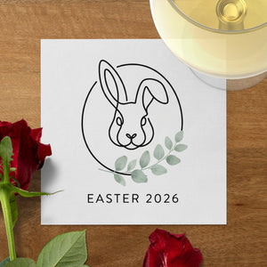 Personalized Easter Cocktail Napkins – Minimal Bunny Line Art