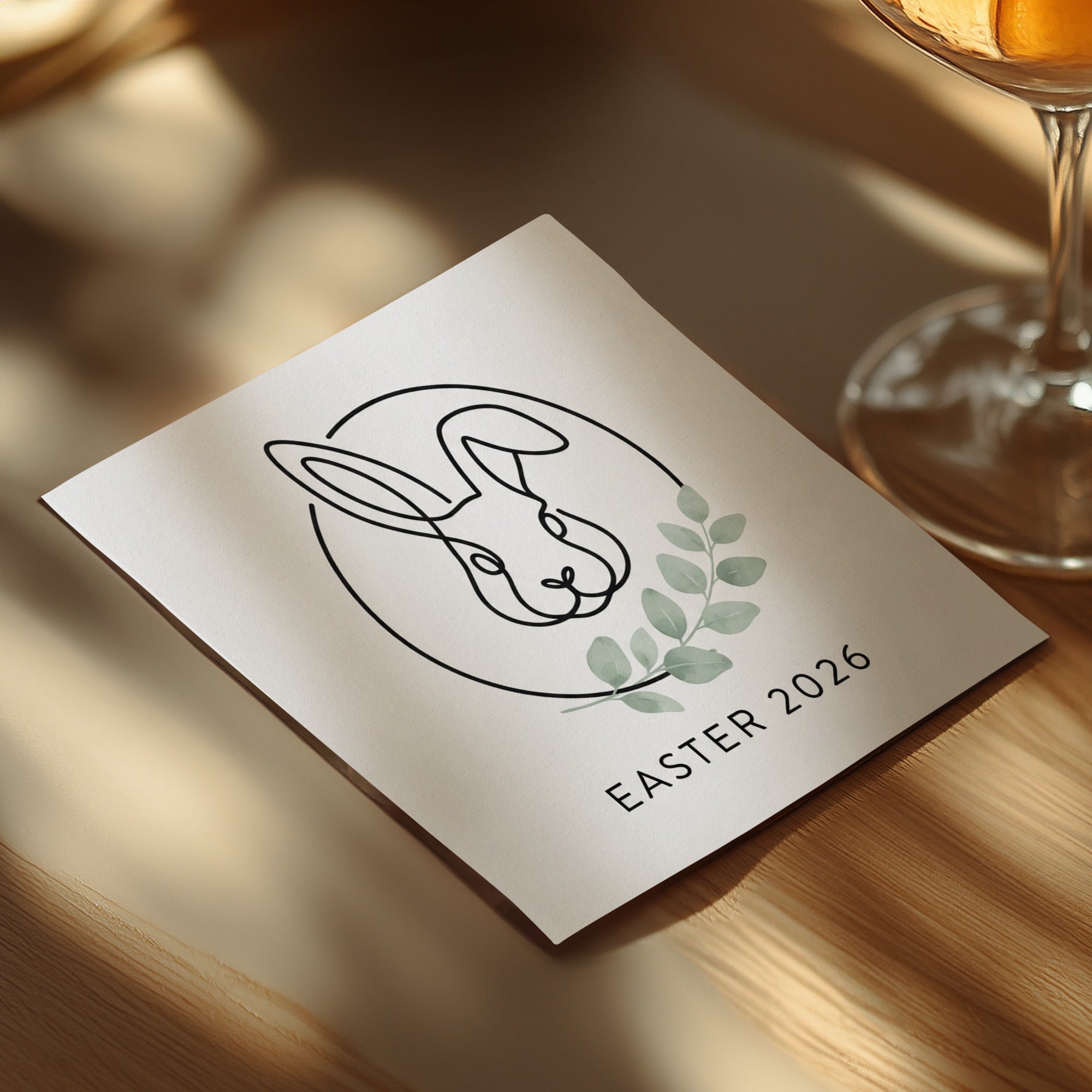 Personalized Easter Cocktail Napkins – Minimal Bunny Line Art