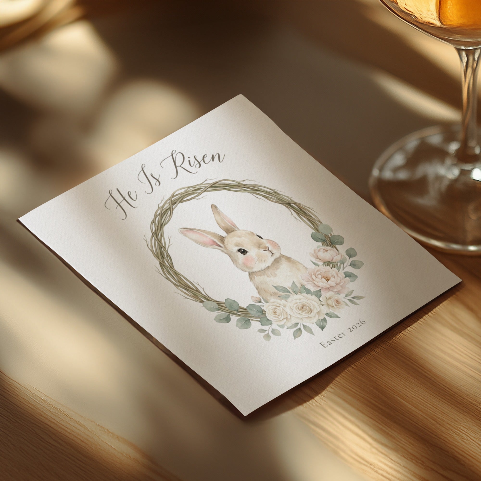 Personalized Easter Beverage Napkins – He Is Risen
