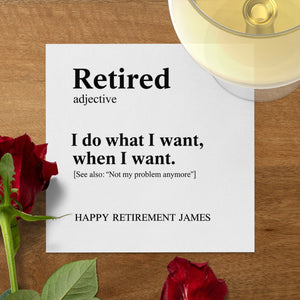 Funny Retirement Napkin, Retired Adjective Definition, Retirement Gift Napkin, Gift for Retiree, Retirement Party Favor, Retirement James