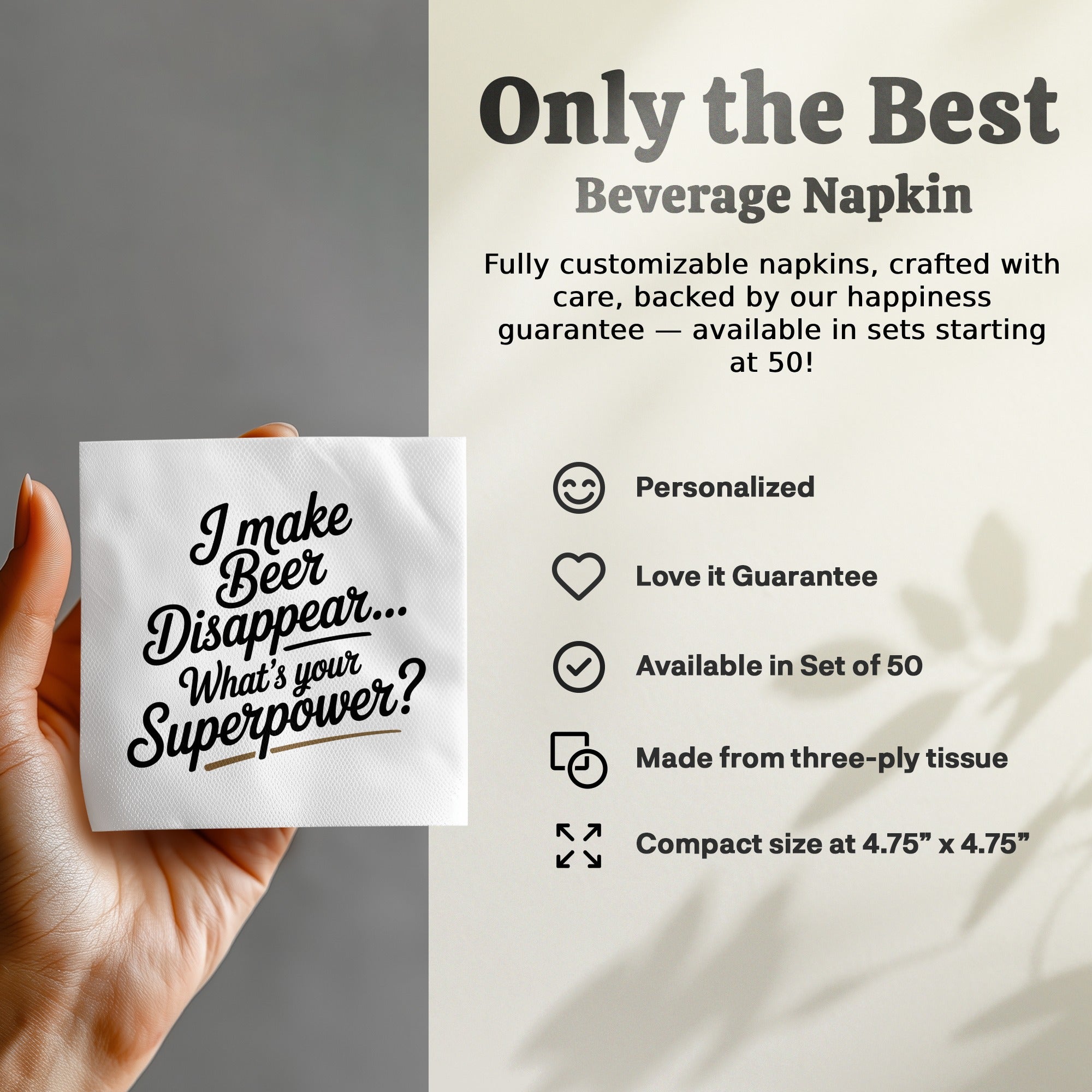 Beer Disappear Napkin, Funny Superpower Gift, Cocktail Party Decor, Beer Lover Present, Quirky Home Accessory