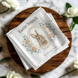 Personalized Easter Cocktail Napkins – Easter Brunch Floral Bunny