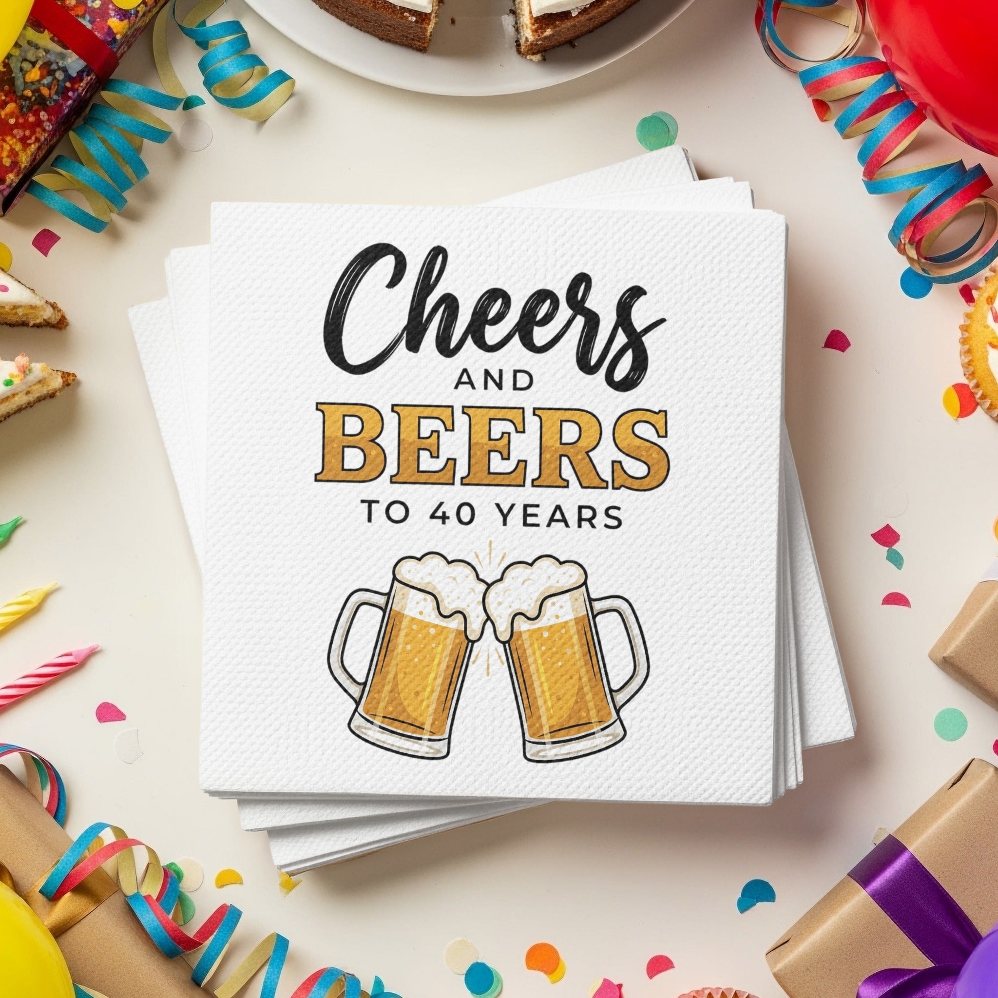 Cheers Beers With Name Age Birthday Cocktail Napkins