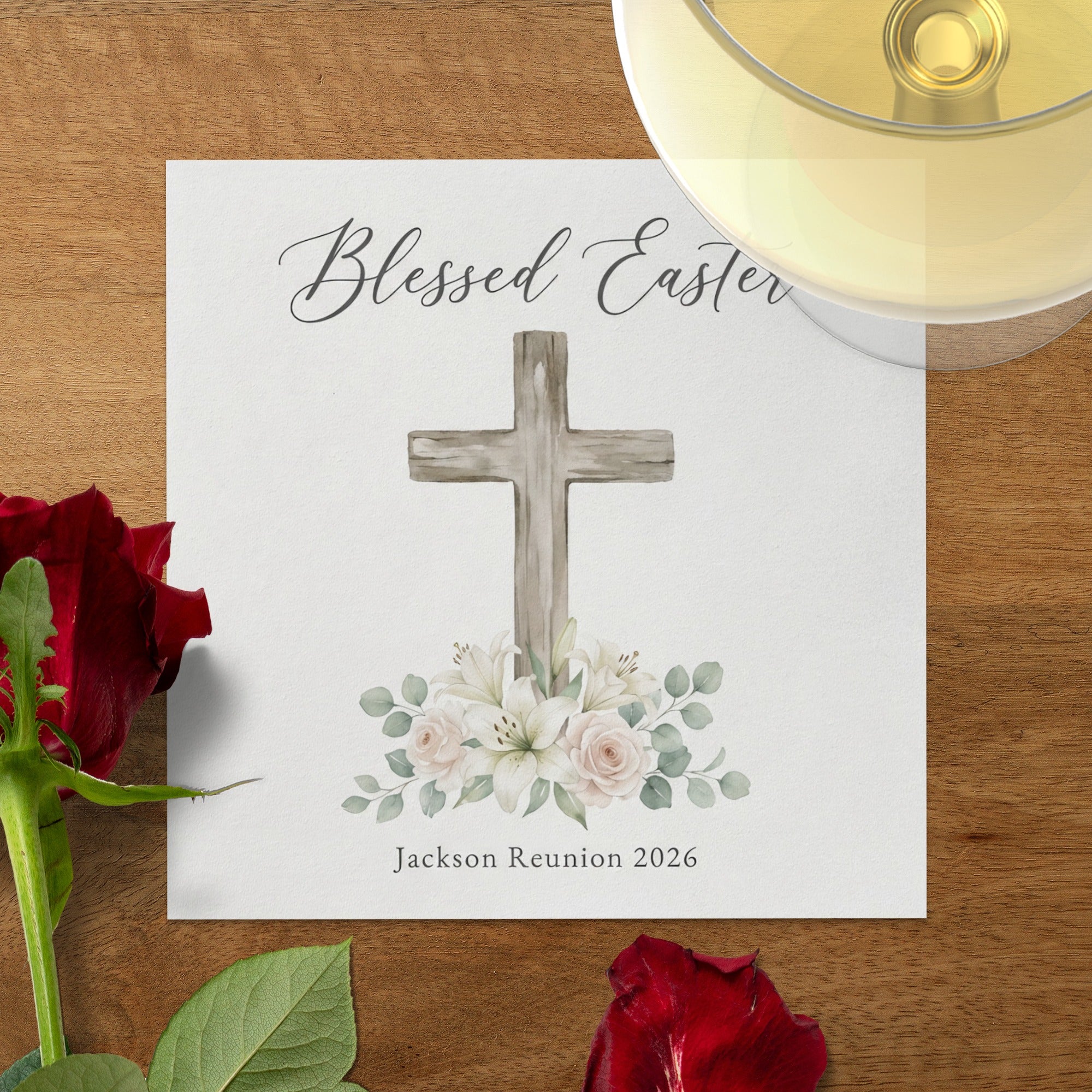 Personalized Easter Cocktail Napkins – He Is Risen