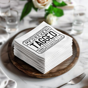 Personalized License Plate Napkins – Playful Anniversary Keepsake – Custom Romantic Napkin with Name & Years