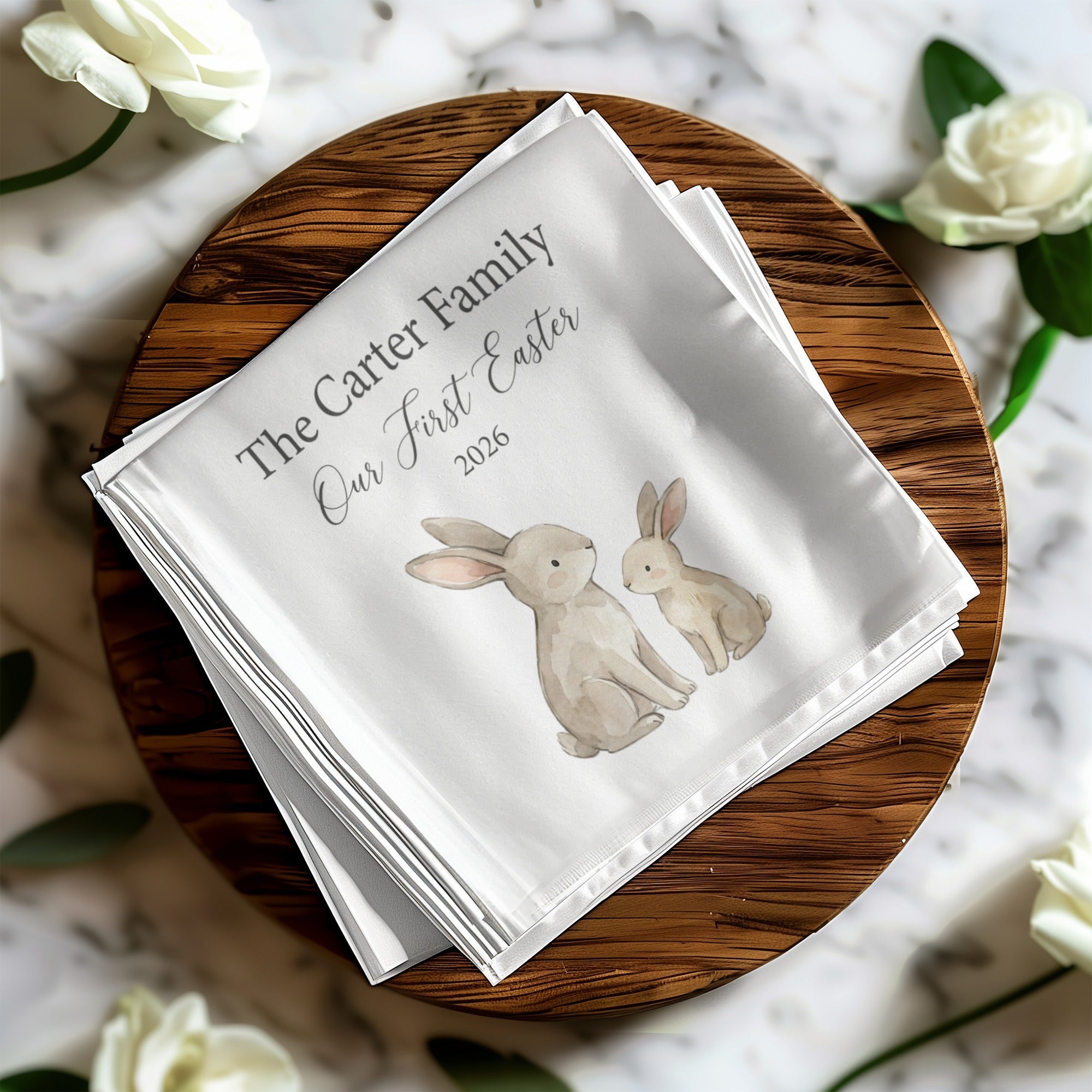 Personalized Easter Beverage Napkins – First Easter as a Family