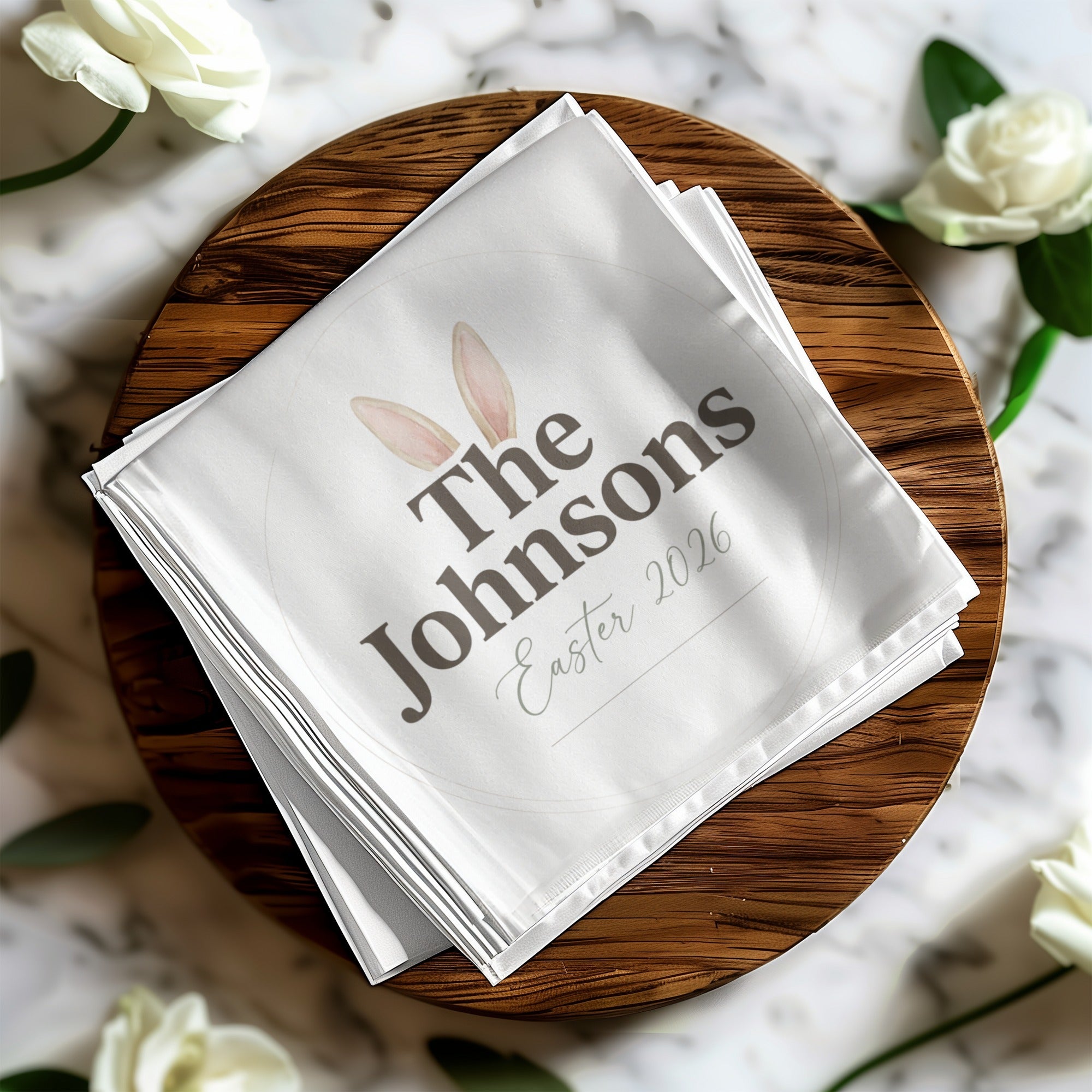 Personalized Easter Beverage Napkins – Bunny & Spring Floral