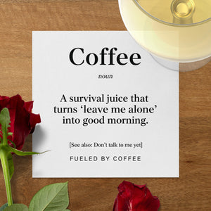 Coffee Definition Napkin, Survival Juice Napkin, Funny Quote Napkin, Don't Talk To Me Yet, Coffee Lover Gift, Kitchen Decor