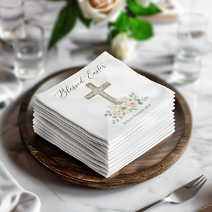 Personalized Easter Cocktail Napkins – He Is Risen
