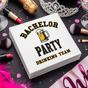 Personalized Bachelor Party Napkins – Drinking Team – Custom Party Napkins with Beer Mug Design