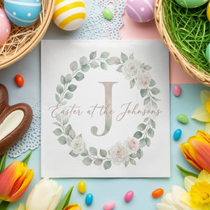 Personalized Easter Beverage Napkins – Monogram Wreath