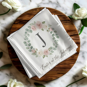 Personalized Easter Cocktail Napkins – Monogram Wreath