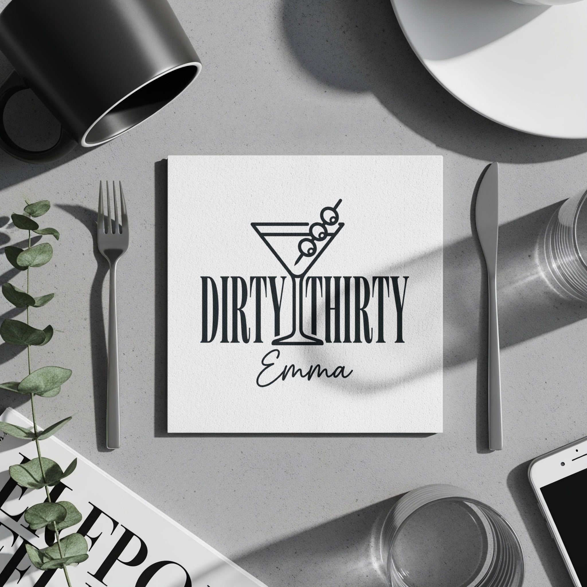 Cocktail Name and Age Birthday Cocktail Napkins